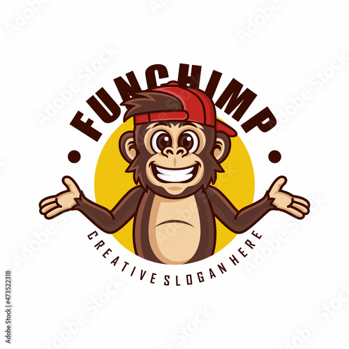 Monkey mascot logo vector. Animal vector illustration. Geek monkey logo. Chimpanzee vector logo design
