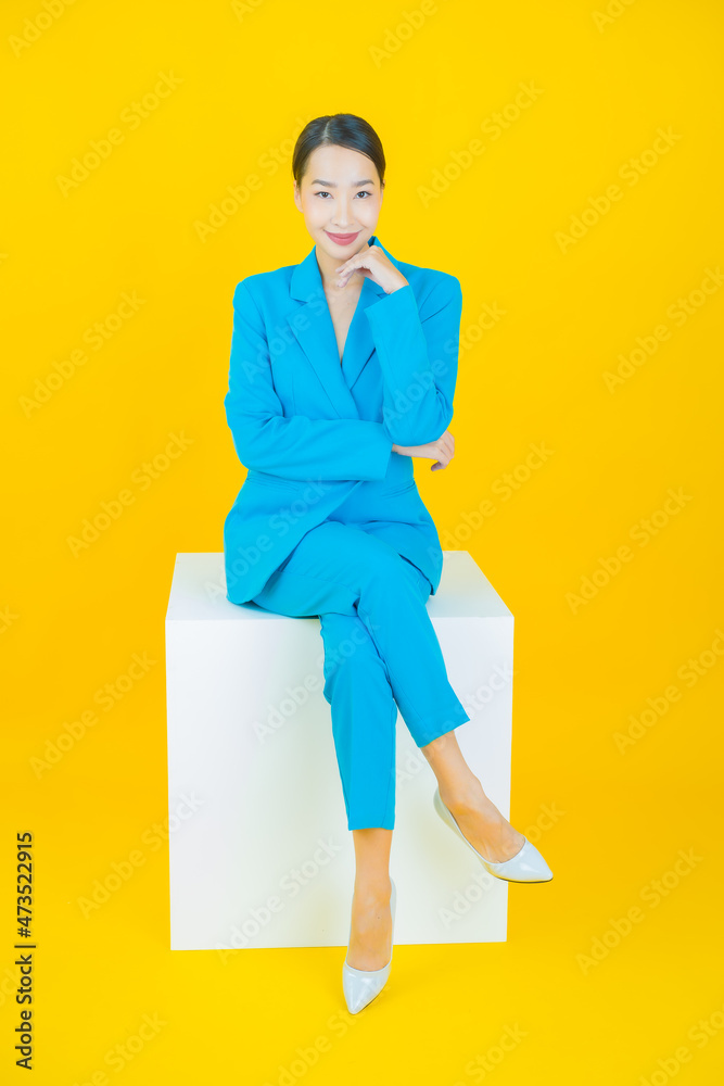 Portrait beautiful young asian woman smile with action Portrait beautiful young asian woman smile with action