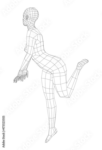 Wireframe girl posing in a sexy pose