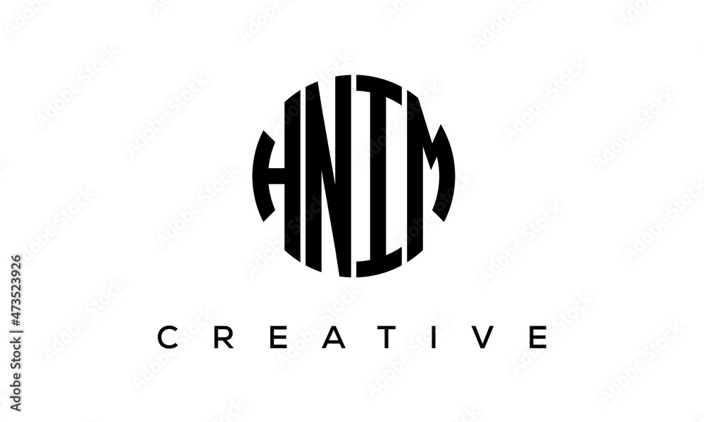 Letters HNIM creative circle logo design vector, 4 letters logo Letters HNIM creative circle logo design vector, 4 letters logo