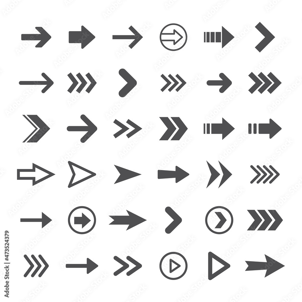 Arrow icon collection. Set of different arrows. Flat style isolated vectors. Arrow icon collection. Set of different arrows. Flat style isolated vectors.