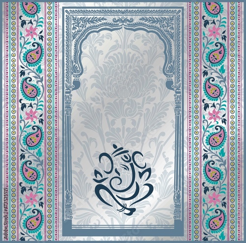 Ganesha, wedding card, royal Rajasthan, India	