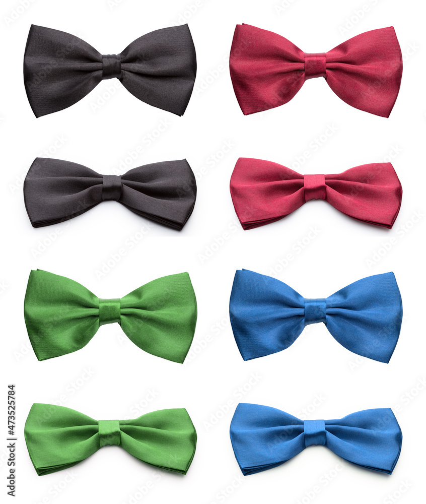 Colorful bow ties set isolated on white background.