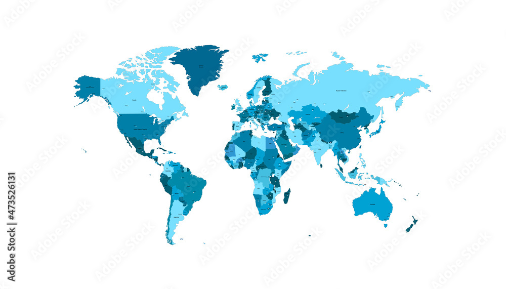 Fototapeta premium World map. Color vector modern. Silhouette map. 