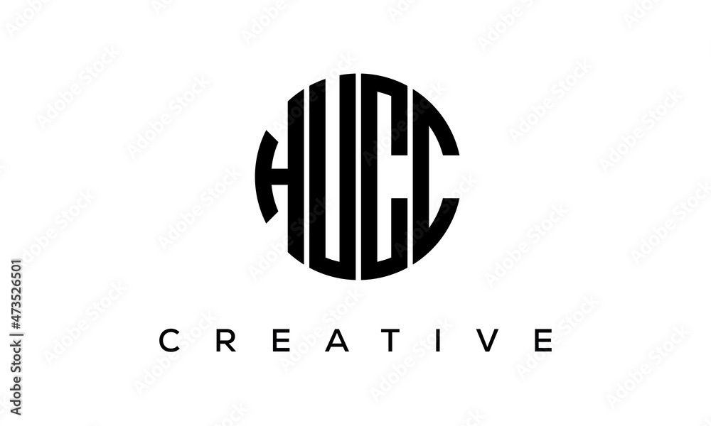 Letters HUCC creative circle logo design vector, 4 letters logo Letters HUCC creative circle logo design vector, 4 letters logo