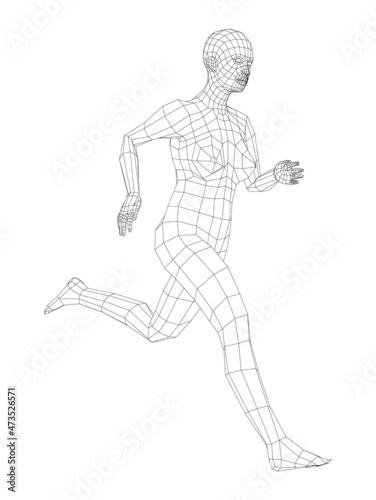 Wireframe running woman