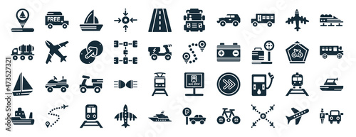 Valokuva set of 40 filled transport web icons in glyph style such as free transport, gas