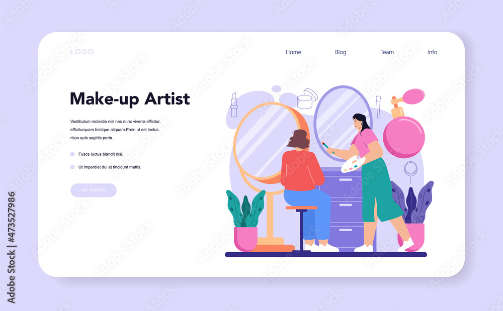 Make up artist web banner or landing page. Professional artist Make up artist web banner or landing page. Professional artist