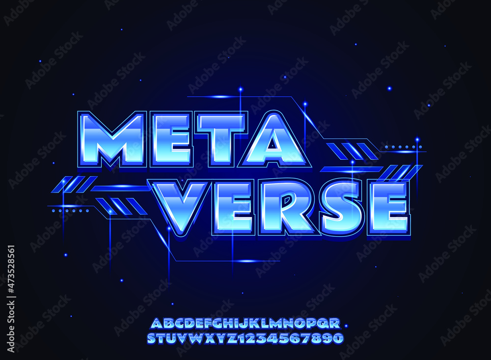 modern futuristic blue metaverse text effect with hologram panel Stock ...