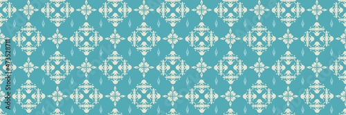Modern background pattern with abstract decorative ornament on a blue background. Seamless wallpaper texture. Vector image