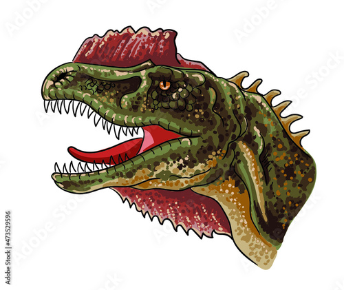 Drawing dilophosaurus head, art.illustration, vector © Uking