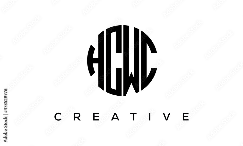Letters HCWC creative circle logo design vector, 4 letters logo Letters HCWC creative circle logo design vector, 4 letters logo