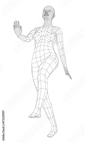 Wireframe walking woman