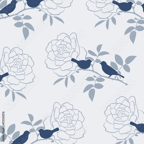 blue botanical pattern