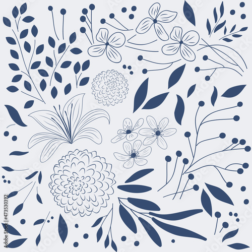 blue botanical pattern
