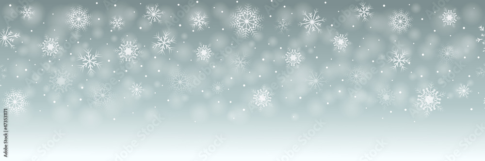 Christmas snowflakes falling, holiday winter background design