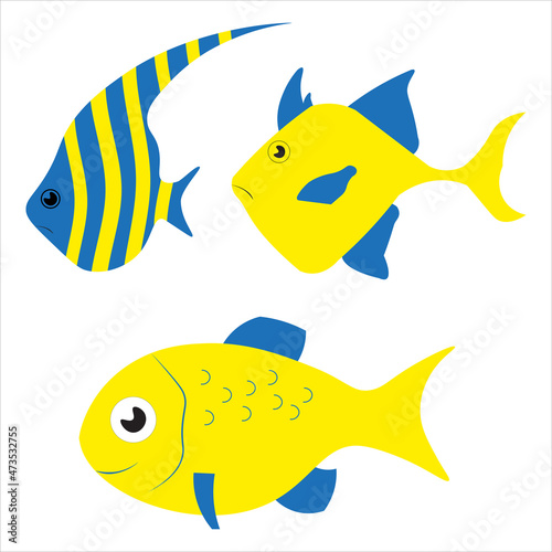 illustration of fish yellow and blue