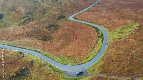 Aerial view of the R256 between Cnoc na Laragacha and the Muckish Mountain in County Donegal - Ireland photo