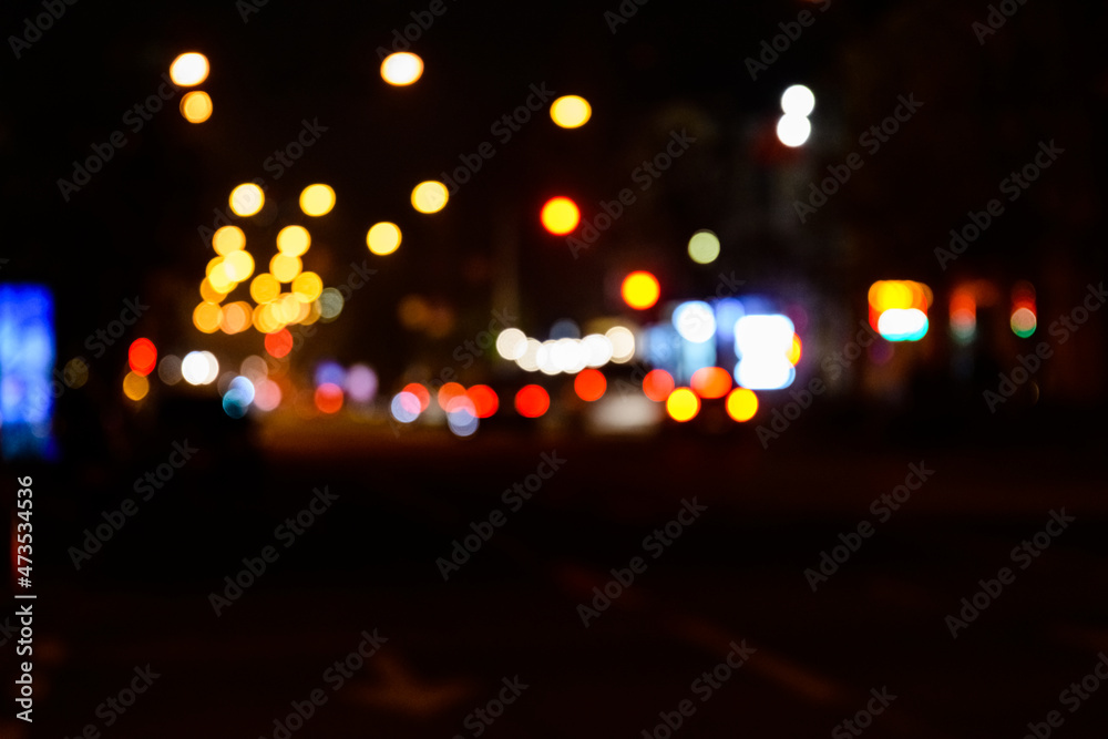 Defocused lights at night. Abstract bokeh background