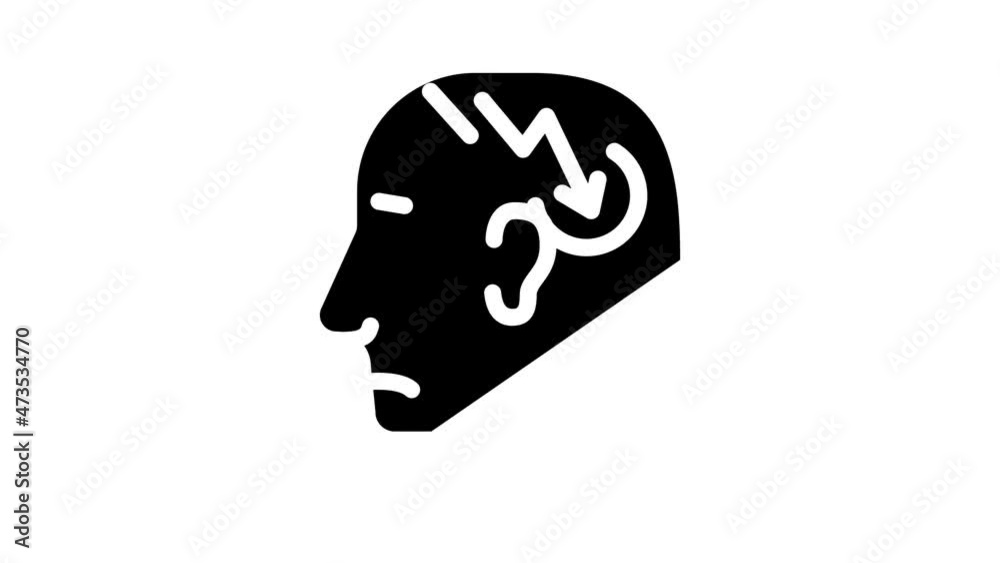 lightning neurosis or headache pain animated glyph icon lightning neurosis or headache pain sign. isolated on white background lightning neurosis or headache pain animated glyph icon lightning neurosis or headache pain sign. isolated on white background