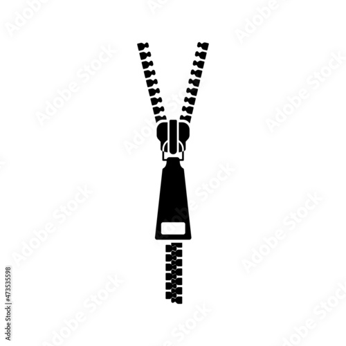 Open zipper. Solid vector black icon isolated on white background