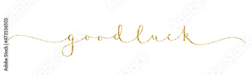 GOOD LUCK gold vector brush calligraphy banner with swashes