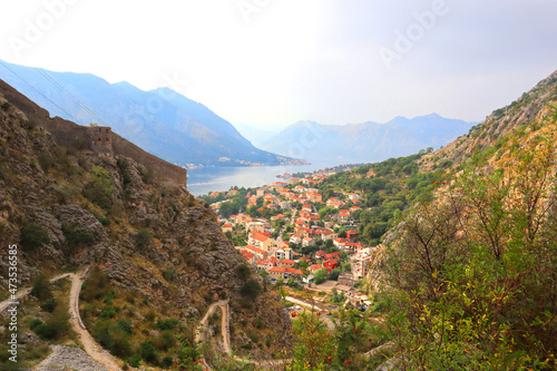 Panoramic view of the Bay of Kotor, Montenegro 