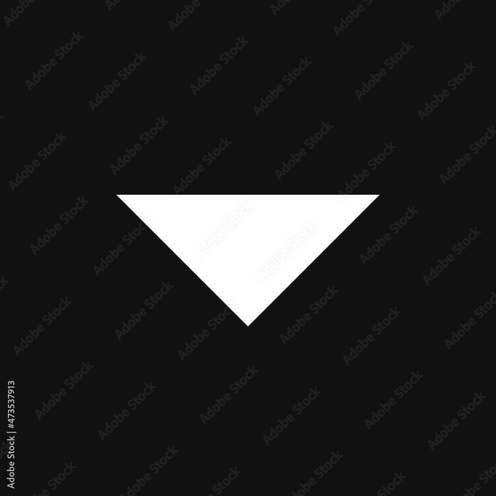 Down vector icon, under symbol on grey background