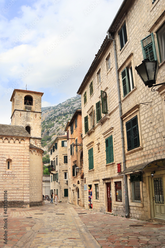  Narrow street of Old Town in Kotor, Montenegro
