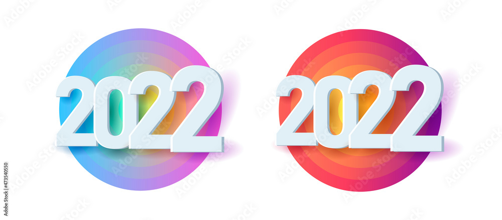 New year 2022 tag or lable with volume figures on gradient circle shapes
