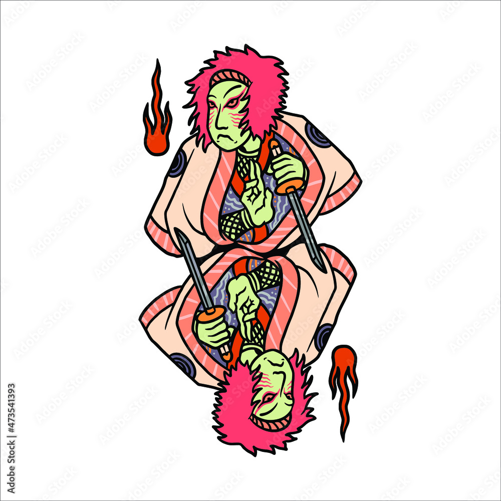 japanese style tattoo illustration vector design