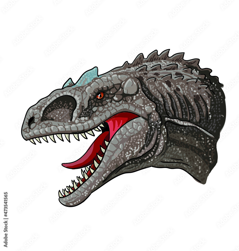 Drawing allosaurus head, art.illustration, vector Stock Vector | Adobe ...