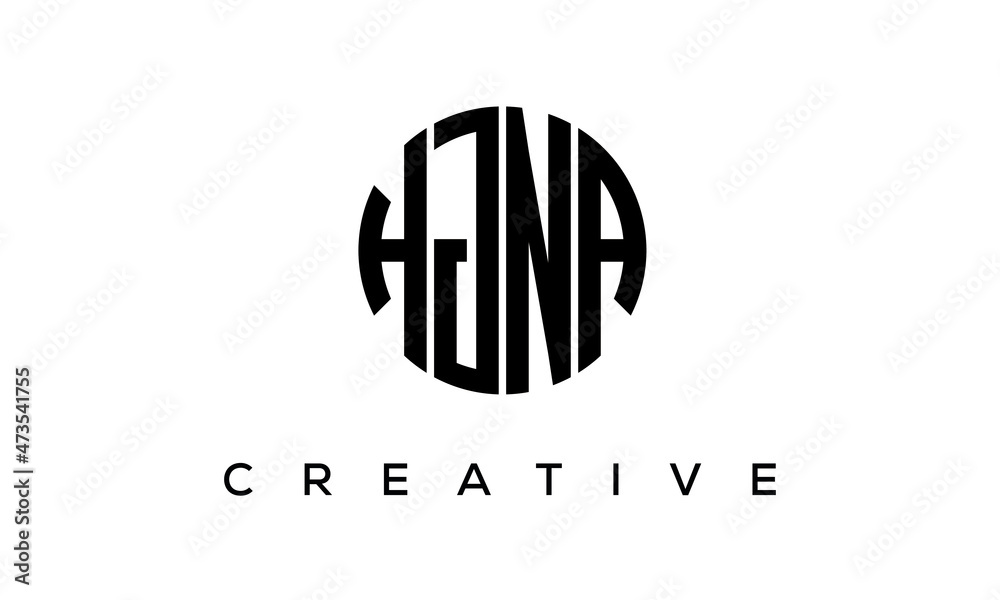 Letters HJNA creative circle logo design vector, 4 letters logo Letters HJNA creative circle logo design vector, 4 letters logo