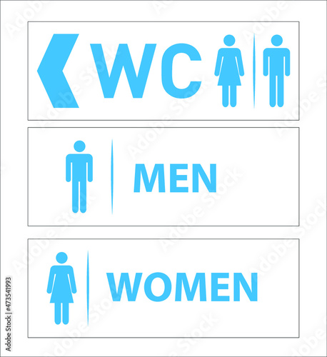 Wc icon. Toilet and restroom icon. Male  female symbol. Bathroom vector. Door and plate symbol. Linear style sign for mobile concept and web design. Wc symbol illustration. 