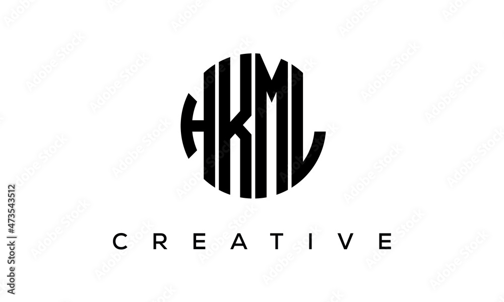 Letters HKML creative circle logo design vector, 4 letters logo - obrazy, fototapety, plakaty 