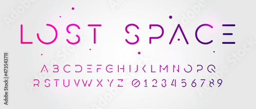Vector Illustration Futuristic Space Font. Minimalistic Cyber Typography