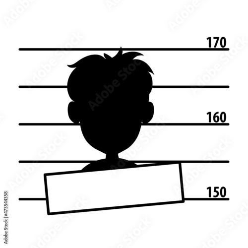 Police lineup or mugshot background with silhouette of anonymous person. Vector illustration