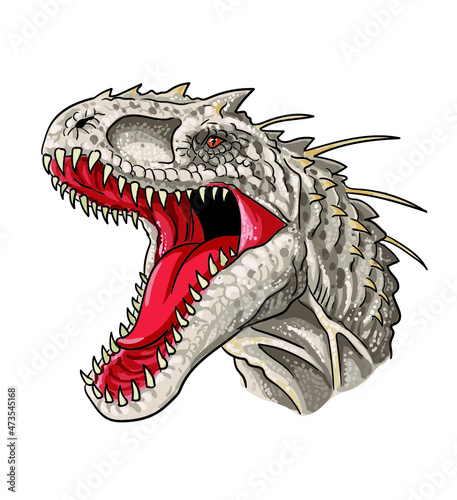 Indominus rex head drawing, art.illustration vector