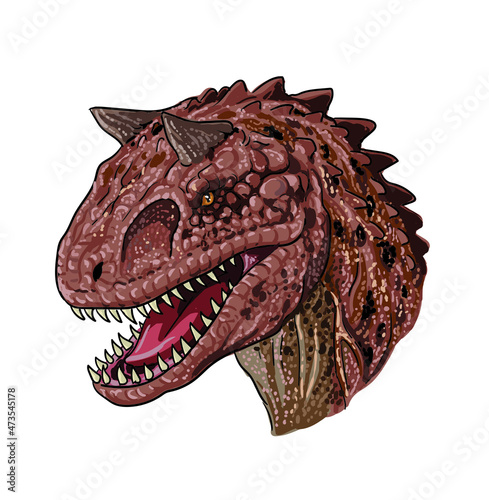 Carnotaurus head drawing, art.illustration, vector
