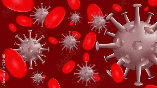 Vector image of corona virus in human body. The new variant called omicron.
