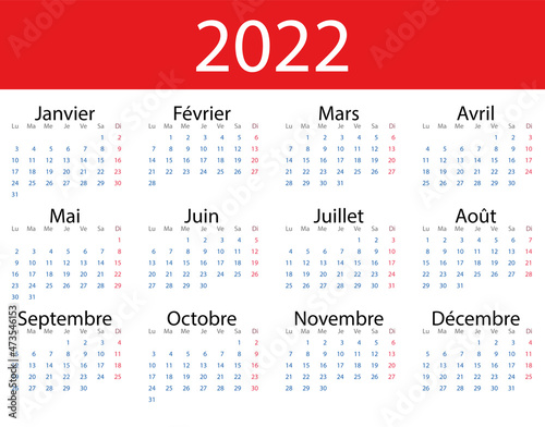 Calendario 2022 en francés