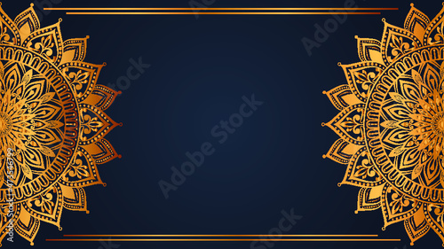  Luxury background with mandala and pattern gold for wedding invitation