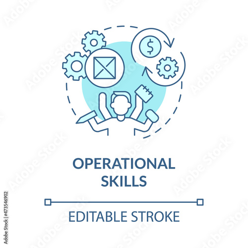 Operational skills turquoise blue concept icon. Business management solutions. Entrepreneurship success abstract idea thin line illustration. Vector isolated outline color drawing. Editable stroke