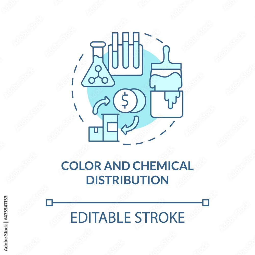 Color and chemical distribution turquoise blue concept icon. Supplies wholesale. Products delivery business abstract idea thin line illustration. Vector isolated outline color drawing. Editable stroke