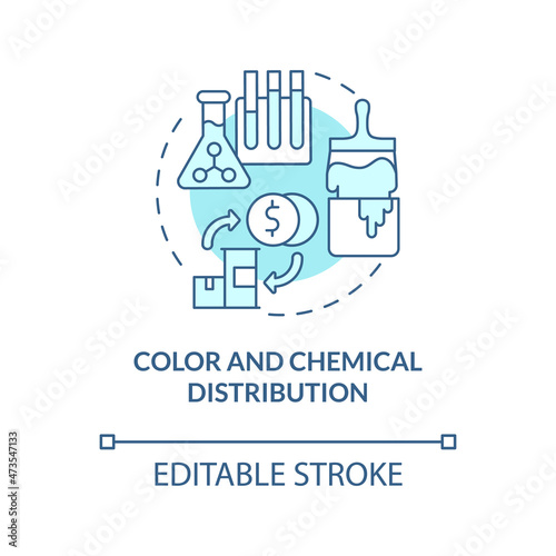Color and chemical distribution turquoise blue concept icon. Supplies wholesale. Products delivery business abstract idea thin line illustration. Vector isolated outline color drawing. Editable stroke