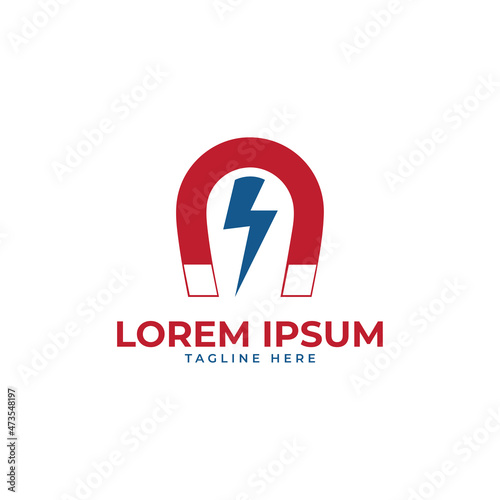 magnet electricity sign logo vector template design