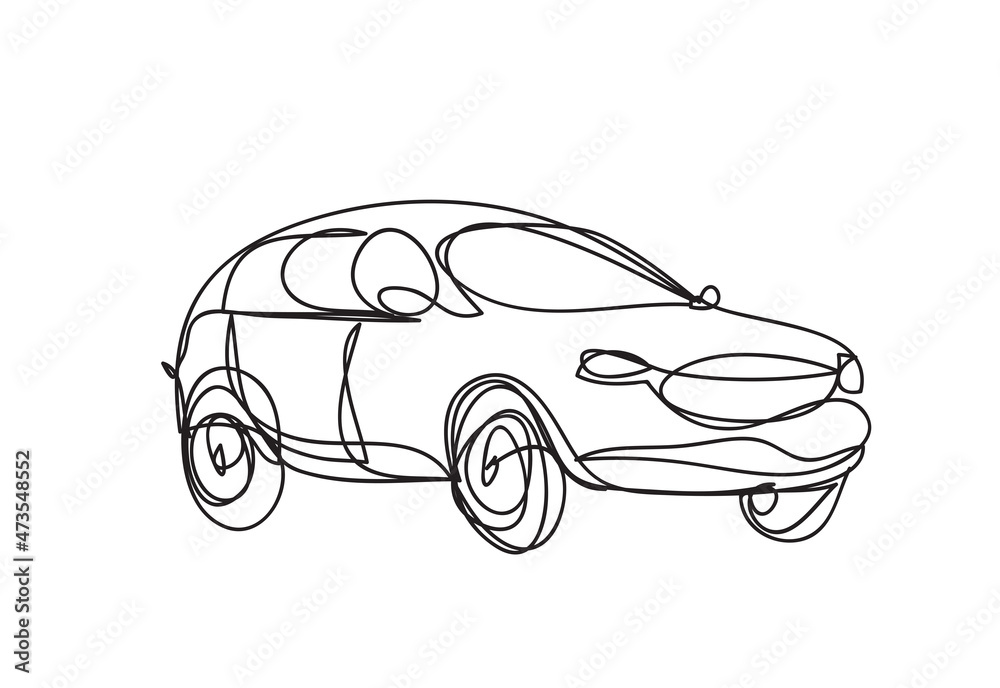 Car , continuous line drawing, vector design
