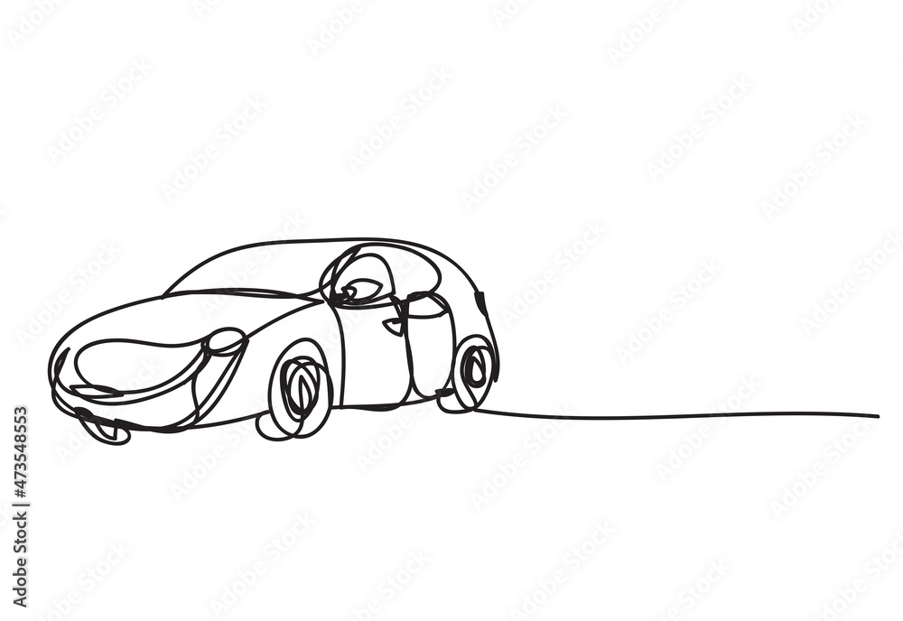 Car , continuous line drawing, vector design