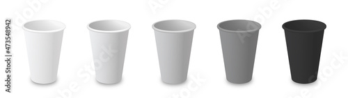 Realistic blank mock up paper cup. Coffee to go, take out mug. Vector illustration isolated and can be use for any backgrounds. EPS10.