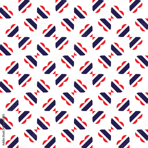 seamless thailand flag heart pattern. vector illustration. print, book cover, wrapping paper, decoration, banner and etc
